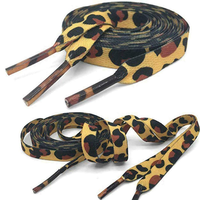 Classic Leopard Print Shoelaces Fashion Flat Laces apply to all of shoesRe U8U7