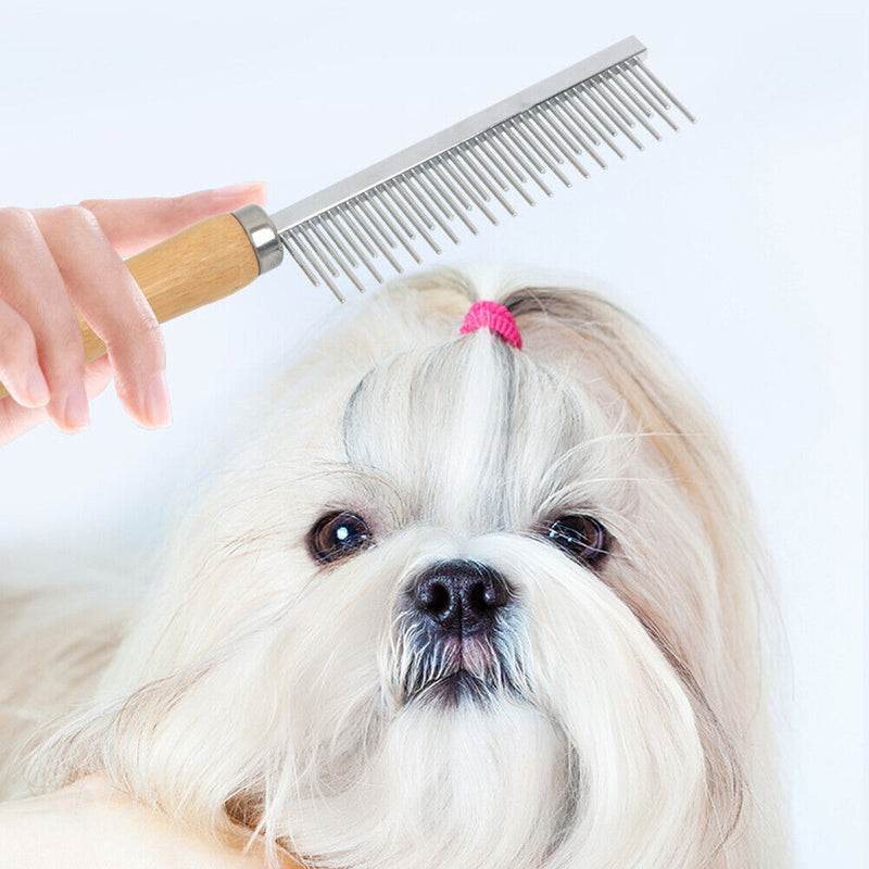 Pet Dematting Flea Comb Cats Dog Grooming Hair Removes (Long Short Needle)