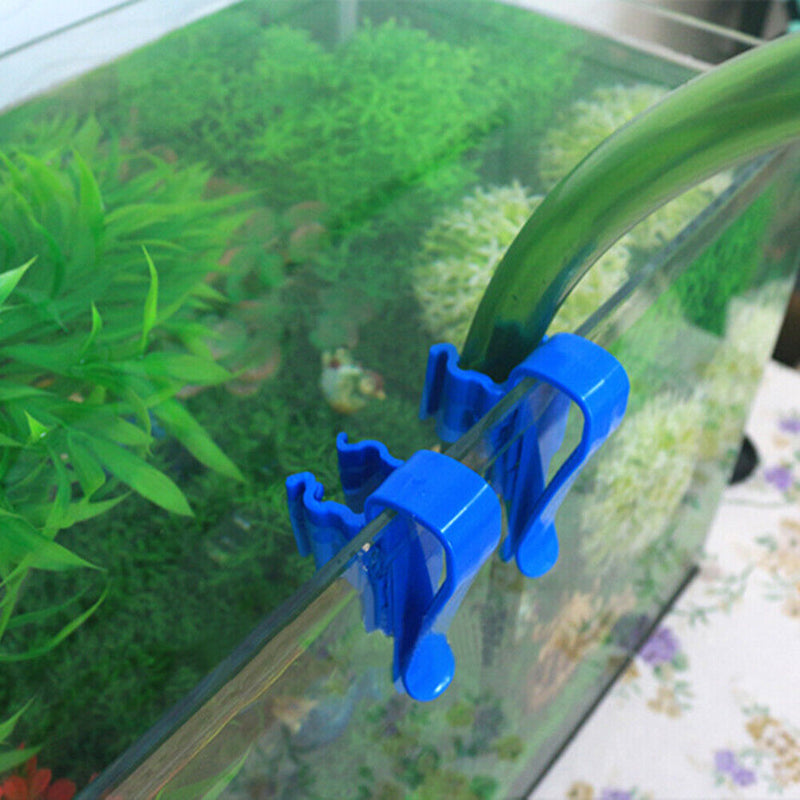 Aquarium Filtration Water Pipe Bucket Clip Tube Flow Control Clamp (Blue) Newly