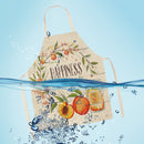Happiness Kitchen Linen Apron Waterproof Home Cleaning Bib for Women Men Cook