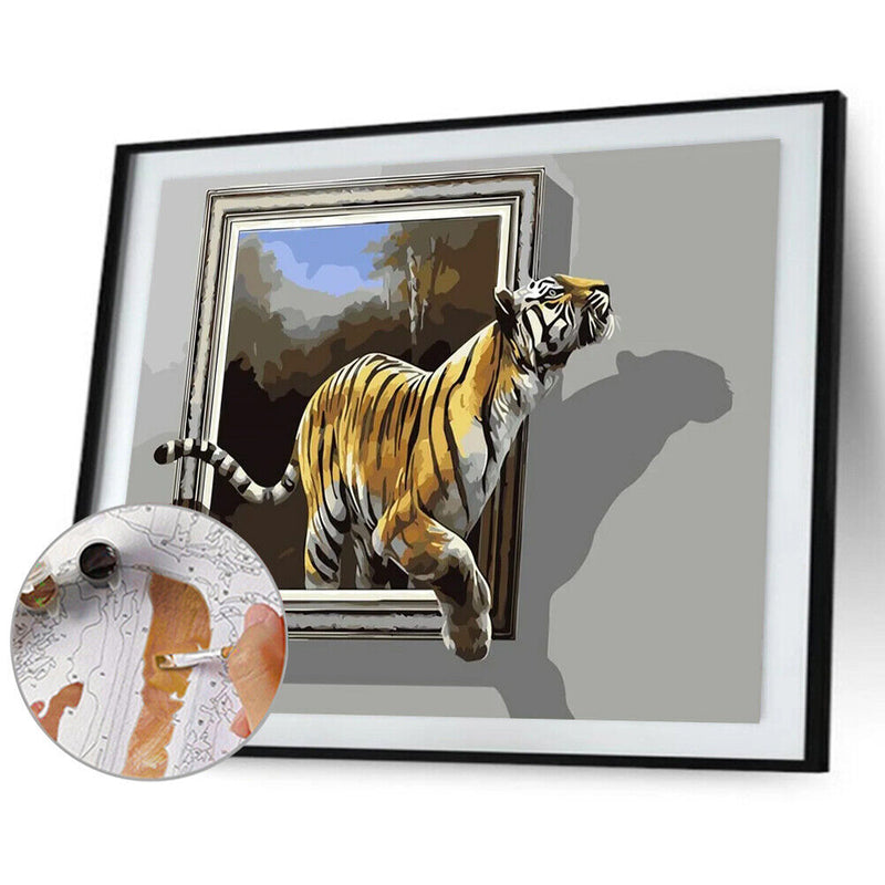 #A Tiger Oil Paint By Numbers Kit DIY Acrylic Painting on Canvas Drawing Pictu