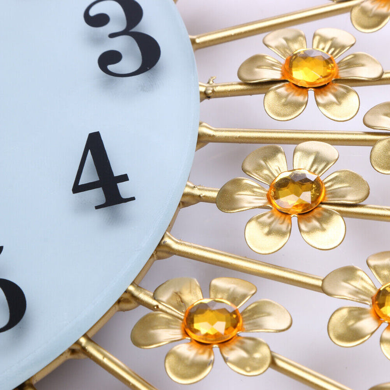 Large Wall Clock Luxury Peacock Diamond Wall Clocks Metal Living Room Digital Needle Wall