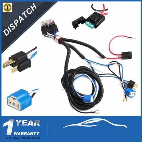 12V H4 Negative-Switched LED Headlight/Lamp Bulb Relay Wiring Harness Plug Kit