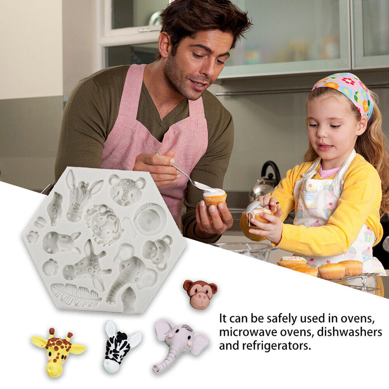 DIY Silicone Chocolate Mold Rabbit Giraffe Animal Fondant Cake Decorating Tools
