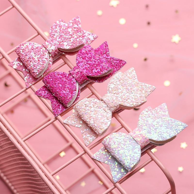 Double Layer Baby Girls Kids Hair Clips Bows Headwear Cute Hairpins Sequin Bow