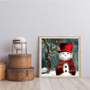 Canvas Painted Oil Paint By Numbers Snowman Red Hat DIY Bedroom Wall Arts Newly
