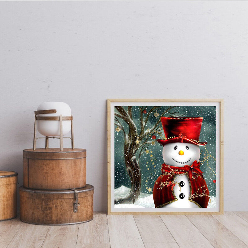 Canvas Painted Oil Paint By Numbers Snowman Red Hat DIY Bedroom Wall Arts Newly