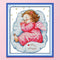 14CT 2 Strands 22x28cm DIY Sleeping Angel Baby Full Cross Stitch Kit (Girl)