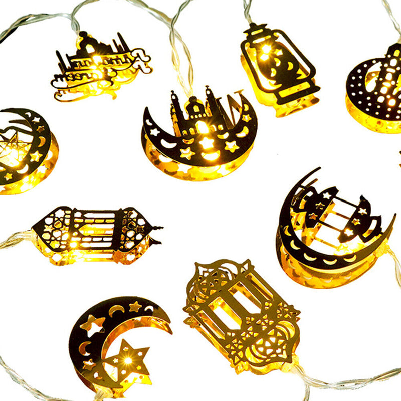 Ramadan 10 LED Moon Star Light Muslim Eid Mubarak String Decor (RGB Flash) Newly