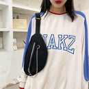 Women Canvas Chest Bag Solid Color Fanny Pack Chain Street Money Bum Belt P