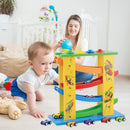 Wooden Children Interesting Three-in-one Track Car Glider Inertia Puzzle To