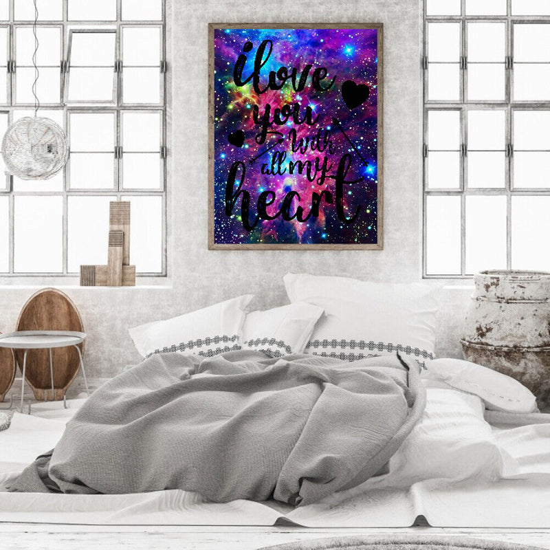 5D DIY Full Round Drill Diamond Painting Word Home Wall Art Drawing Ornaments