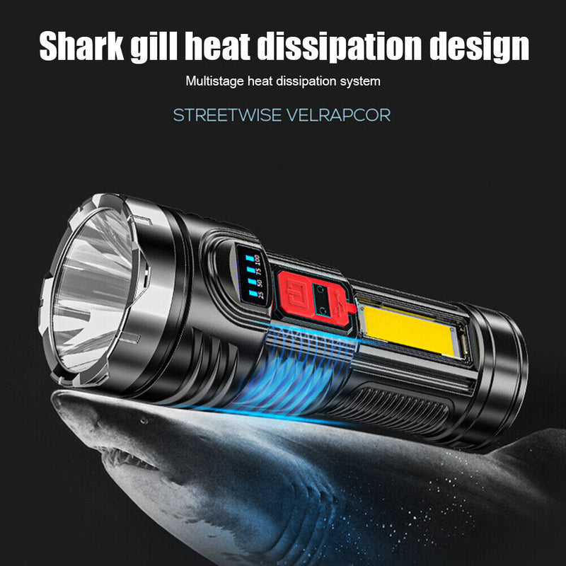 G5+COB LED Bead Torch Outdoor USB Rechargeable Power Display Portable Flash