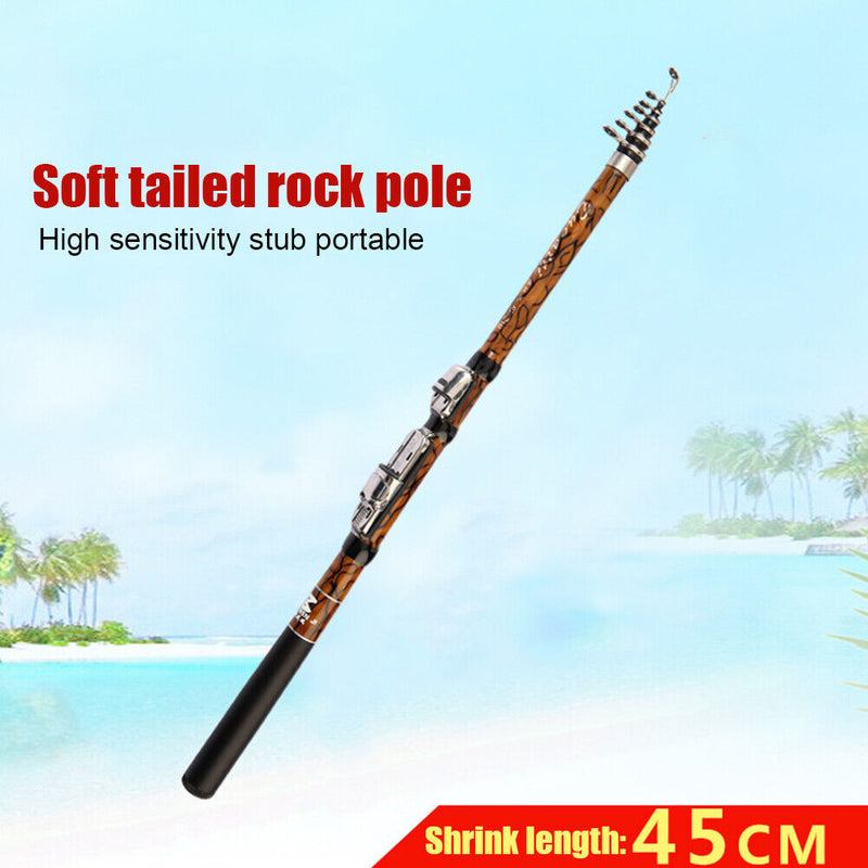 #A Ultra Hard Telescopic Short Section Fishing Rod Rock Pole Fishing Tackle Tool