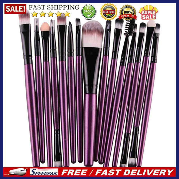 15Pcs Makup Brushes Tool Set Eyeshadow Eye Brush Kits?Purple Black?