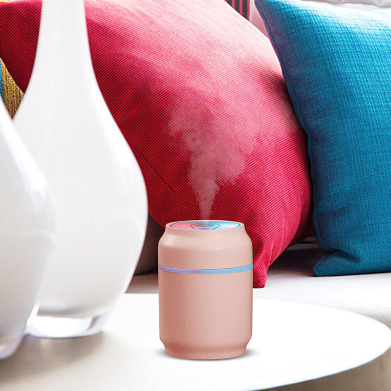 Portable Car Air Humidifier Dazzling LED Light Mist Aroma Diffuser (Pink)
