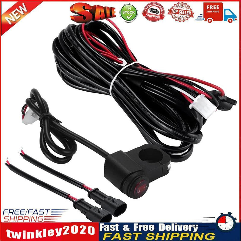 Motorcycle Fog Lights Wire Switch Harness Spotlights Wire Cable Kit (1.6M) Newly