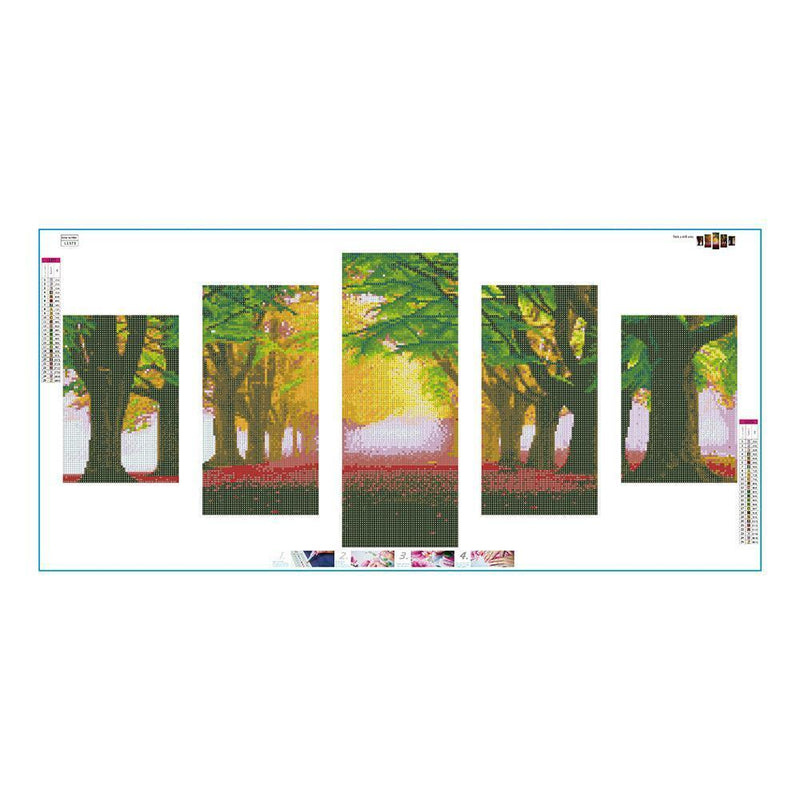Woods 5D DIY Full Drill Diamond Painting 5-pictures Combination Kit Crafts