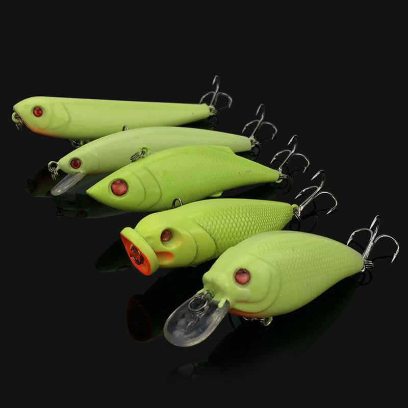 5pcs/Set Luminous Pencil Minnow VIB Popper Fishing Lures Artificial Baits