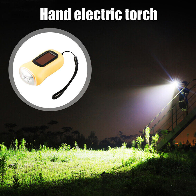 Hand Crank Solar Dynamo Torch Lamp Outdoor Emergency LED Flashlight (yellow