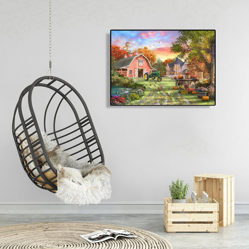 Painting By Numbers DIY Village Scenery Hand Painted Canvas Oil Art Picture Kit