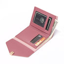 Women Fashion Solid Color Trifold Short Wallet Coin Purse PU Leather Card Hol