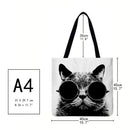 Cat with sunglasses Printed Shoulder Shopping Bag Casual Large Tote Handbag