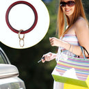 Simple Leather Keychains Cuff Bracelet Pendant Women Men Car Backpack Keyring
