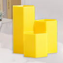 3 Lattices Makeup Brush Storage Box Cosmetics Pen Holder Organizer (Yellow)