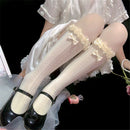 Nylon Maid Elastic Girl Gift Lace Bow Socks Transparent Lolita Socks Knee High