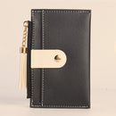 Casual PU Leather Mini Purse Female Solid Tassel Zipper Wallet Mini Card Hold
