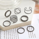 8pcs Punk Simple Rings Set Women Girl Geometric Multi Joint Knuckle Ring Jewelry