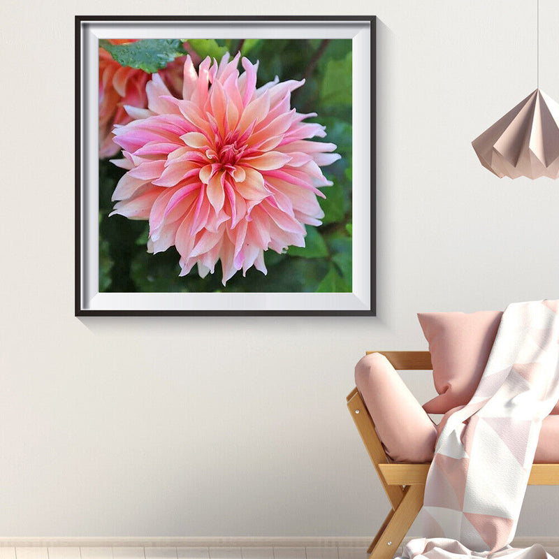 5D DIY Full Round Drill Diamond Painting Pink Flower Mosaic Rhinestone Draw