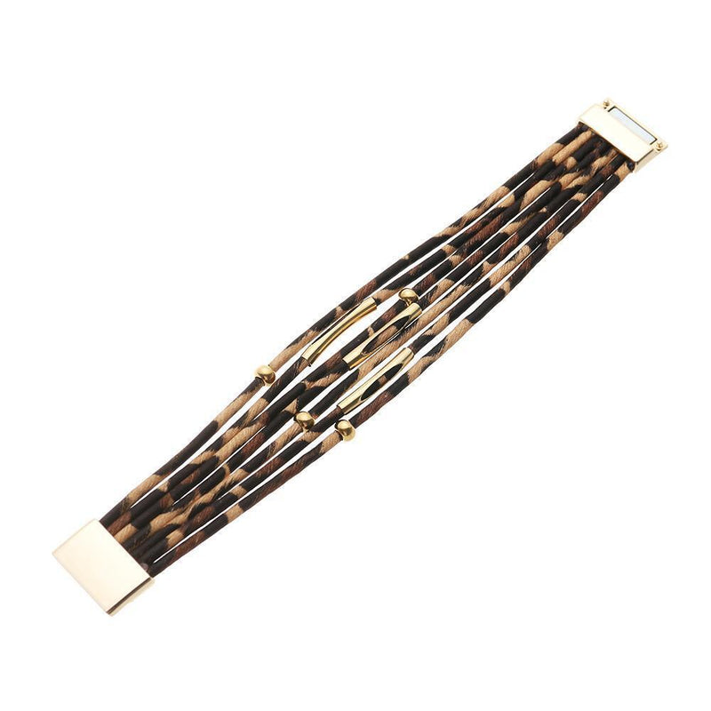Wristband Leopard Leather Bangle  Magnetic Clasp Bracelet Bracelets & Bangles