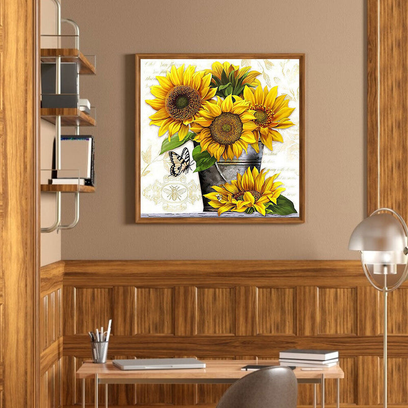 5D DIY Diamond Painting Kits Full Round Drill Sunflower Bouquet Mosaic