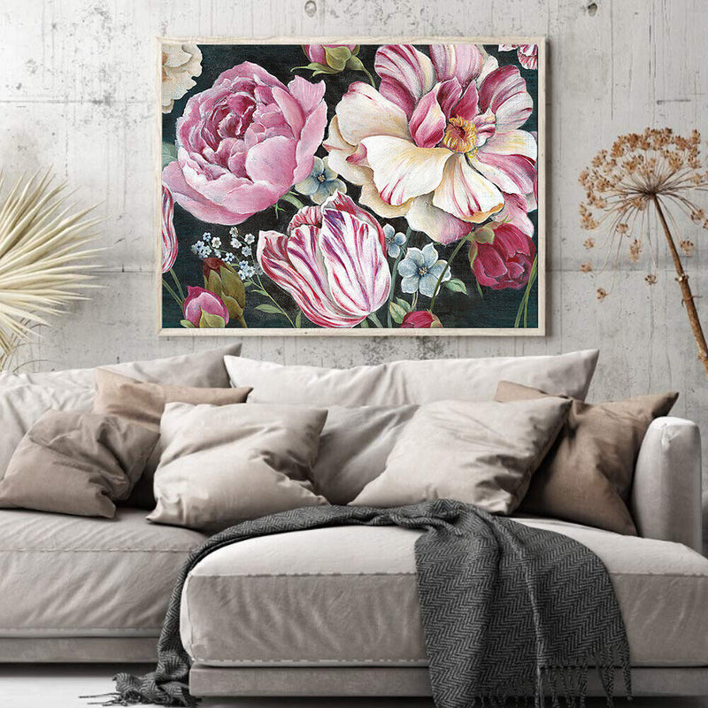 Peonies in Bloom Oil Paint By Numbers DIY Handpainted on Canvas Home Decora