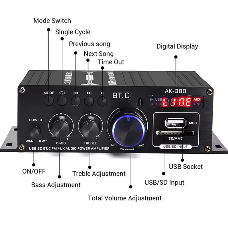 1Pcs Mini HIFI Car Home Digital Amplifier 800W 2CH Audio Power Amplifier New_