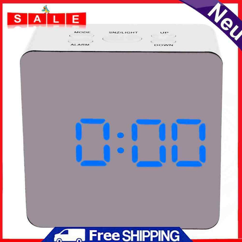 LED Alarm Clock Multifunction Digital LED Mirror Alarm Clock with Temperature Snooze