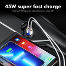 PD 45W USB 2 Ports Car Charger LED Voltmeter Quick Charge Phone Mini Adapter