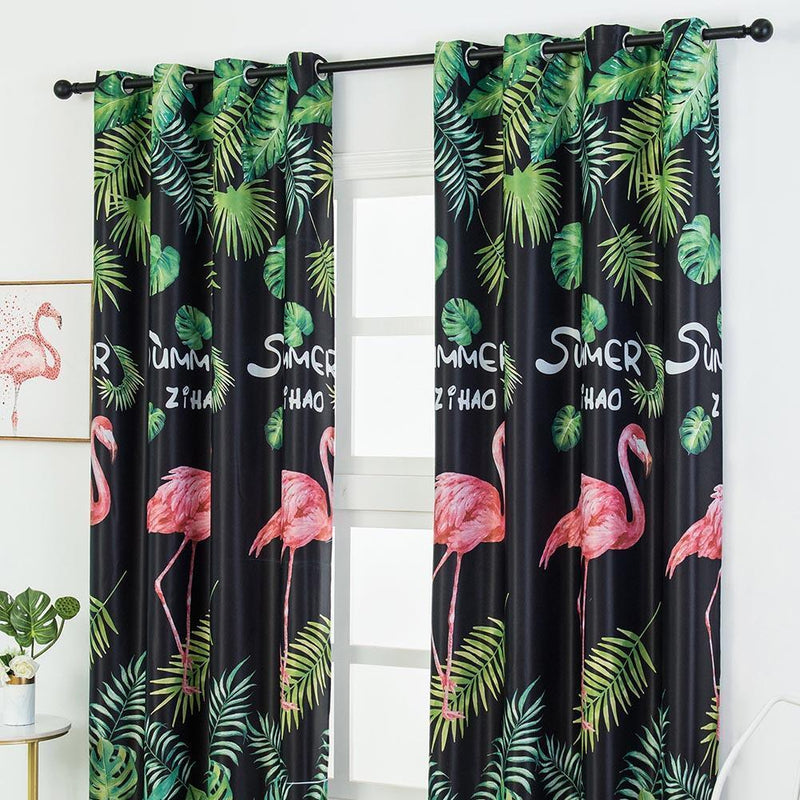 Pink Birds Printed Home Blackout Curtains Bedroom Windows Decorative Drapes