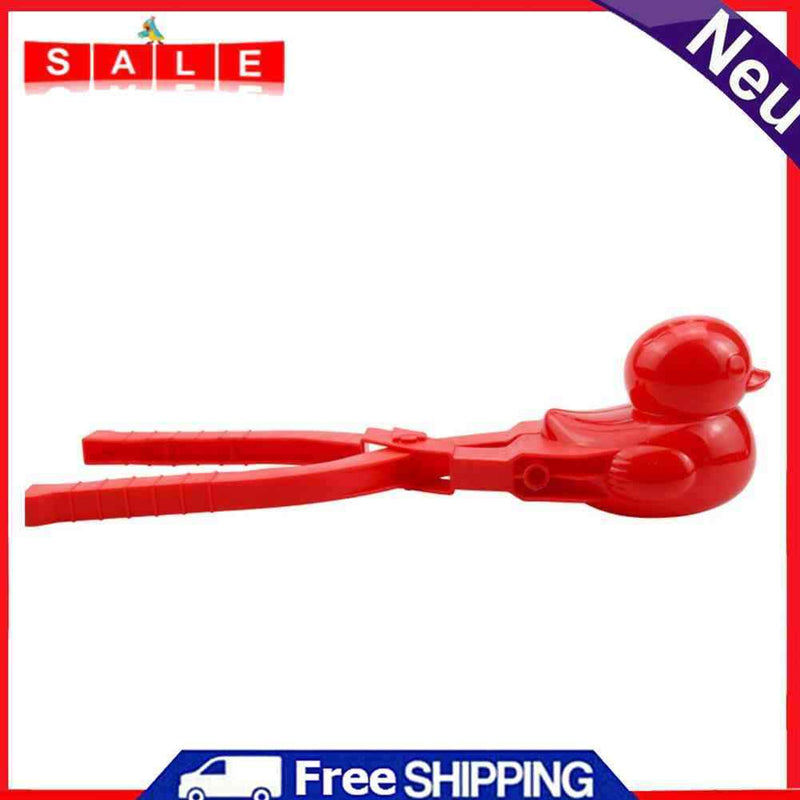 Snowball Maker Tool Duck Shape Snow Ball Tongs Clip with Handle (Red)