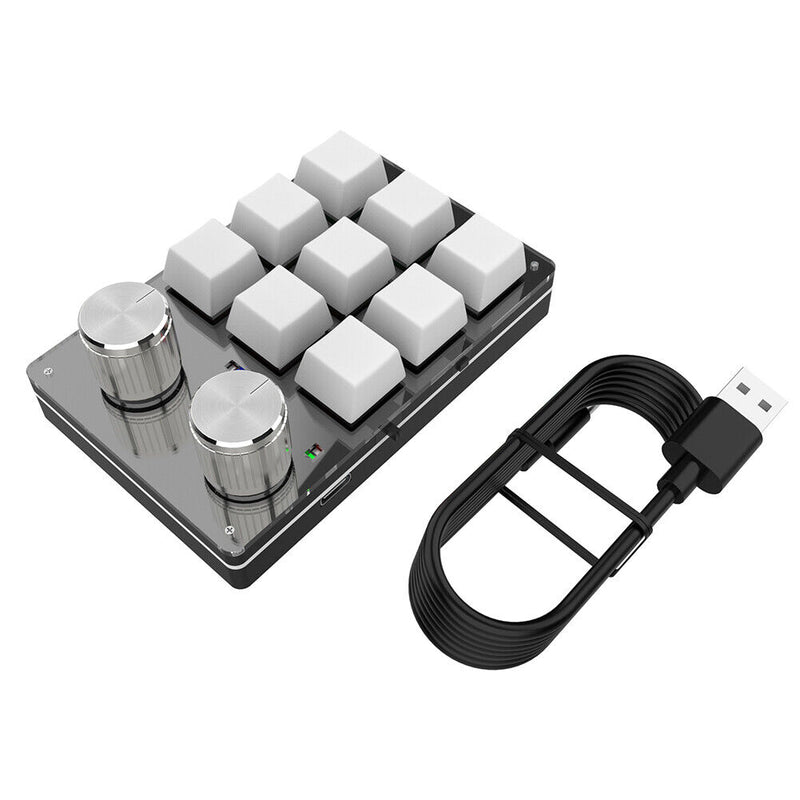 Macro Keyboard Bluetooth-compatible 9 Key 2 Knob Mechanical Keypad (Clear)