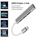 USB C HUB USB 3.0 Type-C Hub 4 Ports Splitter Adapter for PC (C809 Grey)