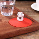 Clear Cherry Silicone Cup Cover Leakproof Heat-resistant Lid (Lucky Cat)