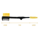 Double-ended Eyebrow Brush Eyelash Brush Comb and Round Comb Teeth (Yellow)