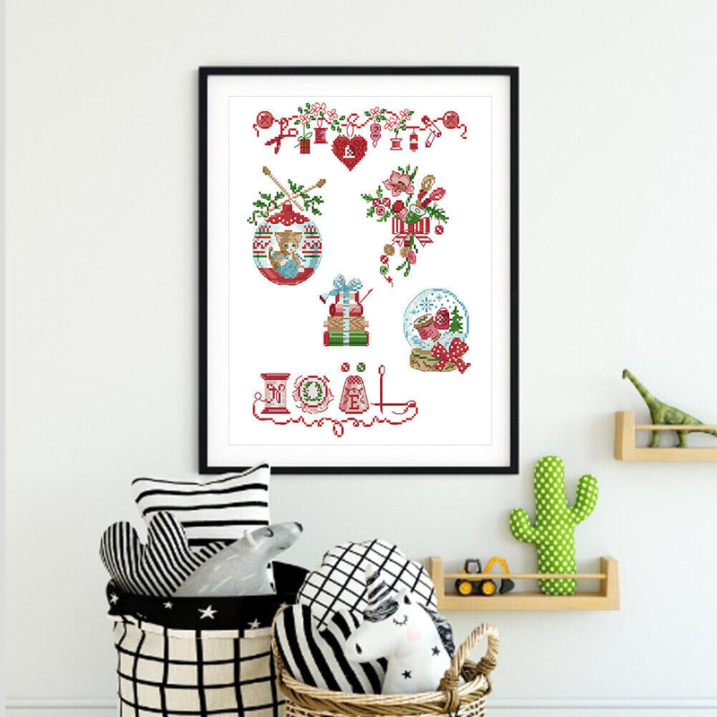 Full Cross Stitch Cotton 14CT Printed Christmas Needle Handmade Craft Kit