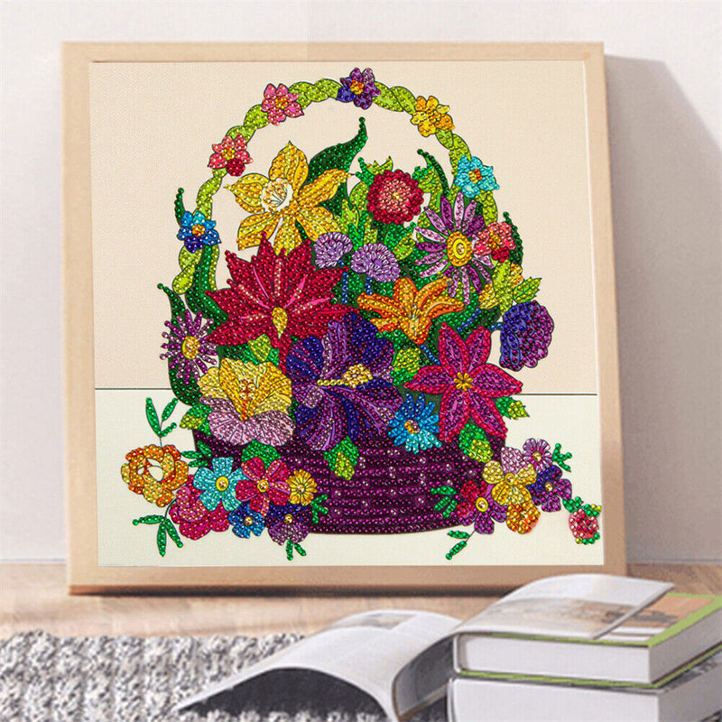 Part Specical Shaped Drill Diamond Painting Flower Basket Mosaic Kit (B044)