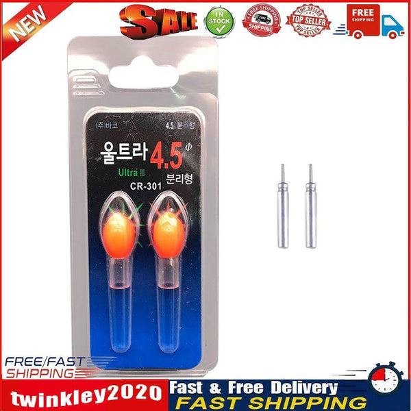 2pcs LED Electric Fishing Float Light + Battery Night Luminous Buoy (Red) Newly