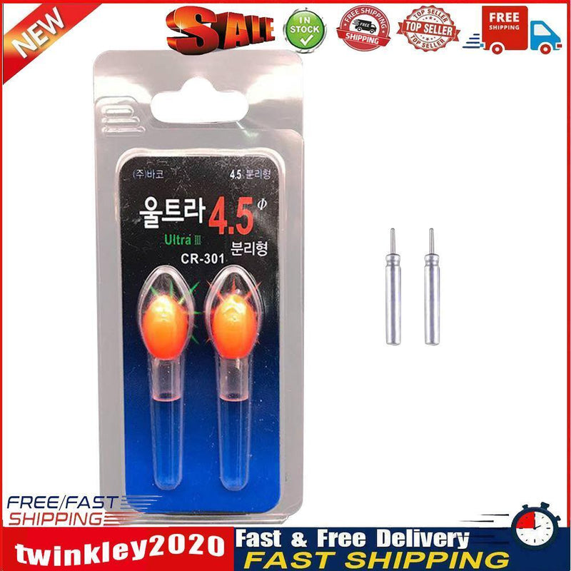 2pcs LED Electric Fishing Float Light + Battery Night Luminous Buoy (Red) Newly