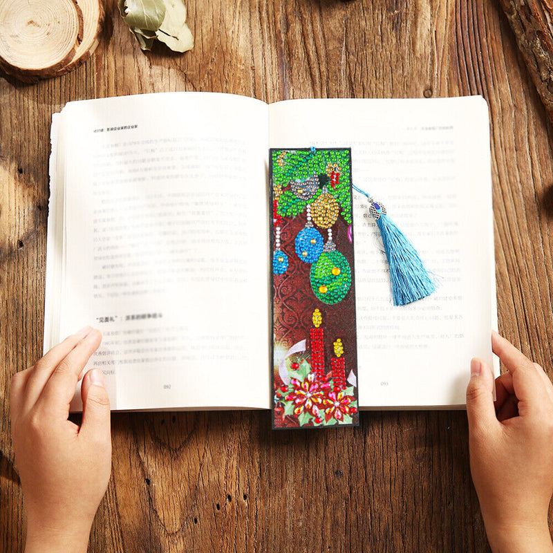 DIY Special Shaped Rhinestone Diamond Painting Leather Bookmark Tassel Page Mark